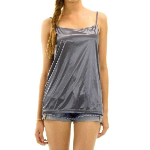 grey satin cami top